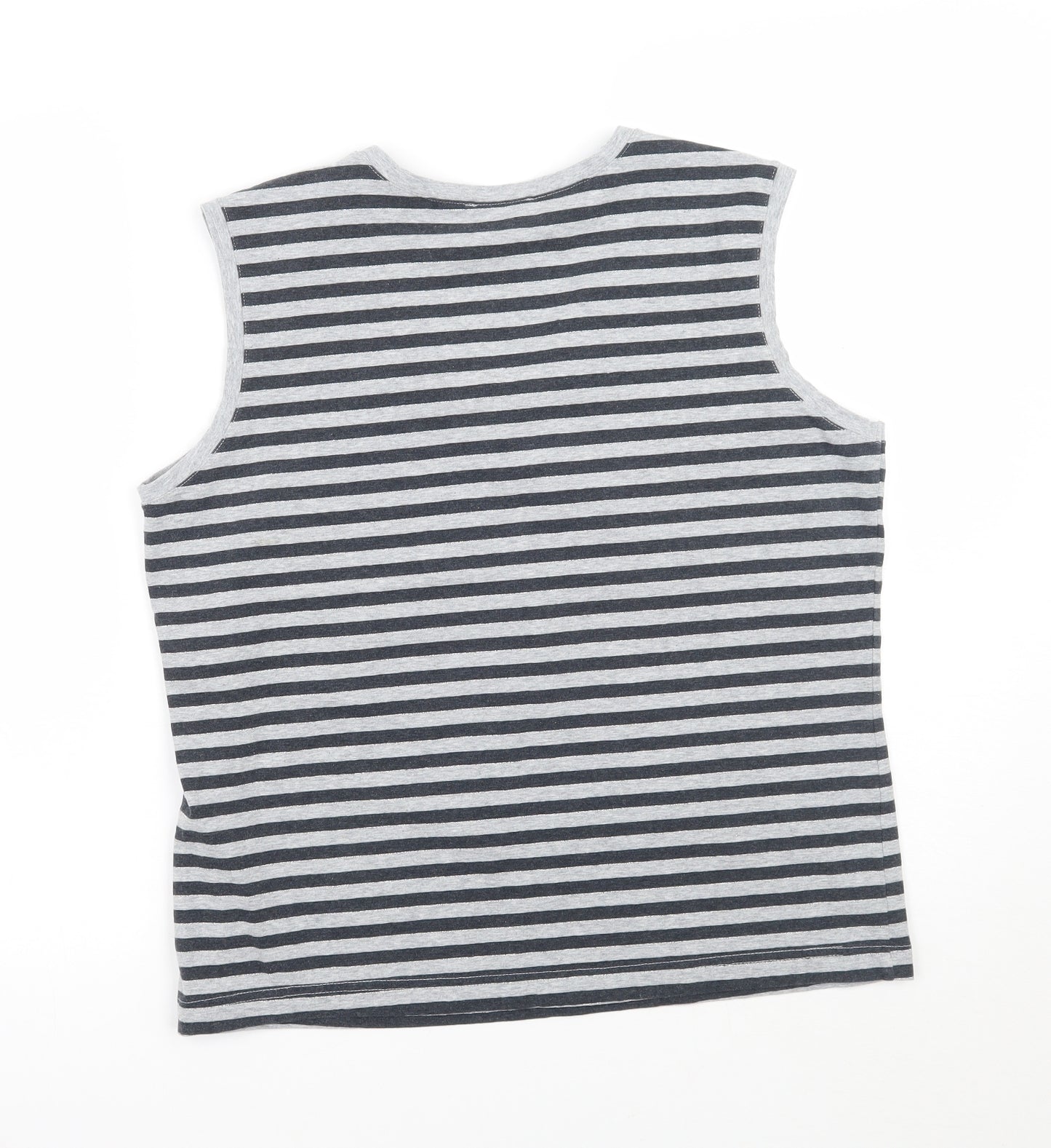 Blanco Womens Grey Striped  Basic T-Shirt Size 16