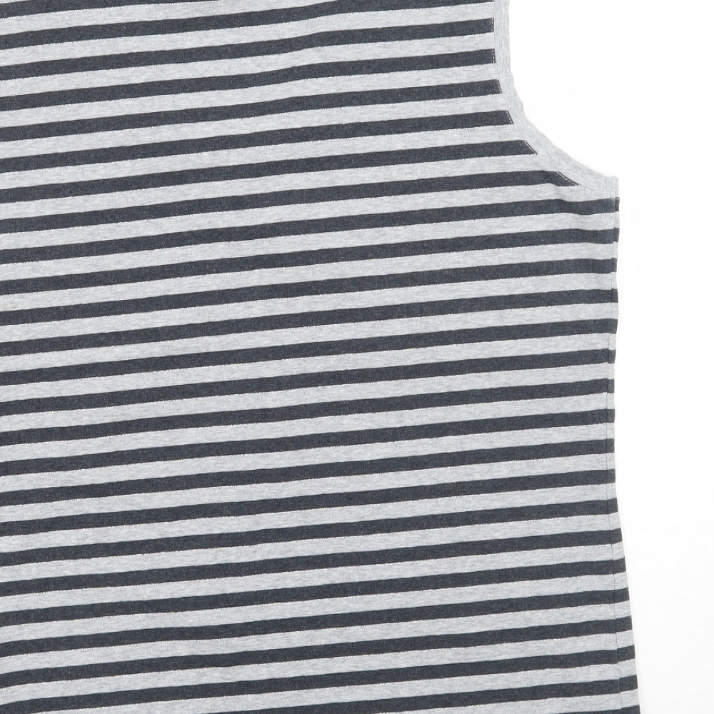 Blanco Womens Grey Striped  Basic T-Shirt Size 16