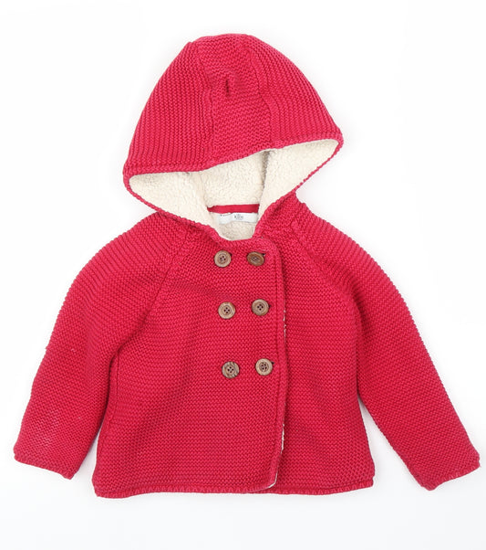 M&S Girls Red   Pea Coat Coatigan Size 2-3 Years