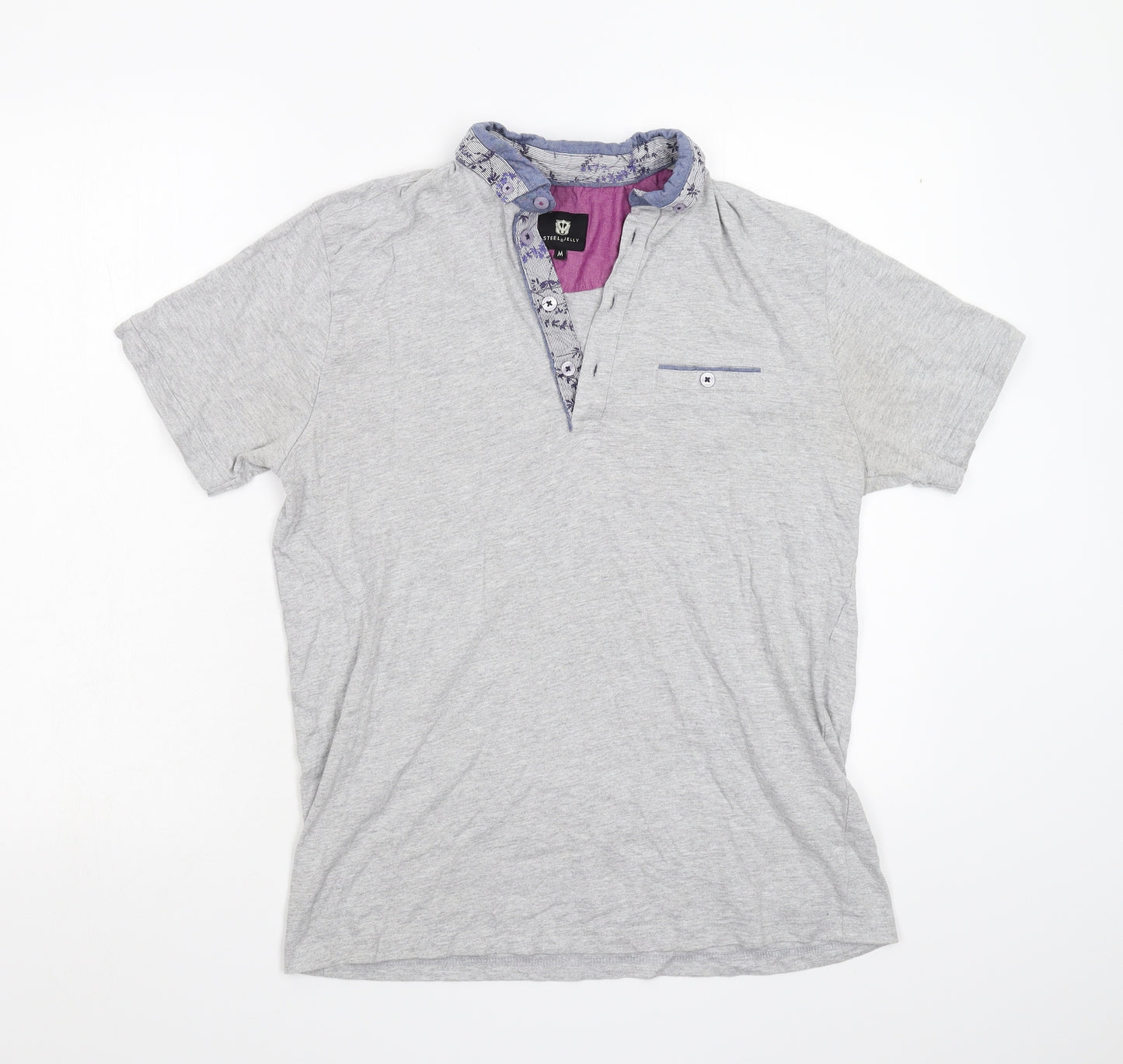 Steel & Jelly Mens Grey    Polo Size M