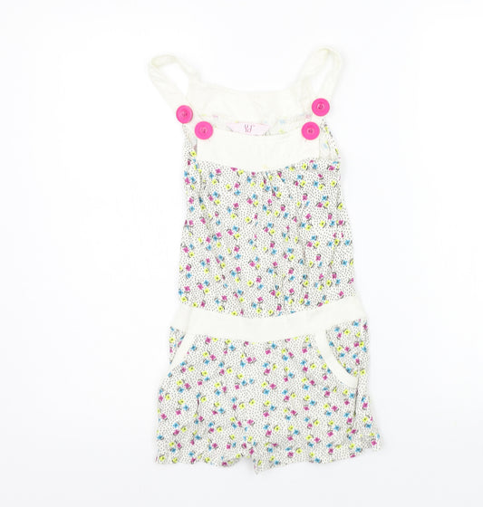 Young Dimension Girls White Geometric  Jumpsuit One-Piece Size 7-8 Years