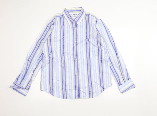 T.M.Lewin Mens White Striped   Dress Shirt Size 16