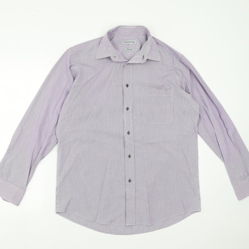 Taylor & Wright Mens Purple Striped   Dress Shirt Size 15.5  - Easy Iron