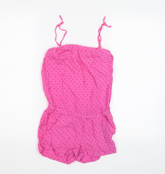 H&M Girls Pink Polka Dot  Playsuit One-Piece Size 10 Years
