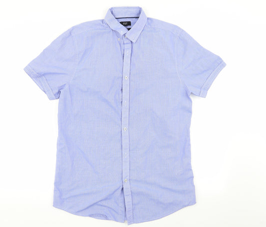 F&F Mens Blue Check   Dress Shirt Size 15