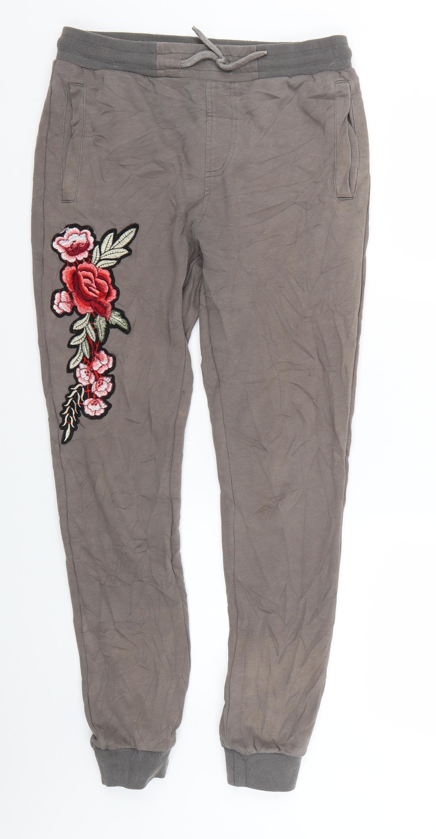 Condemned Nation Mens Brown Floral  Jogger Trousers Size S L26 in