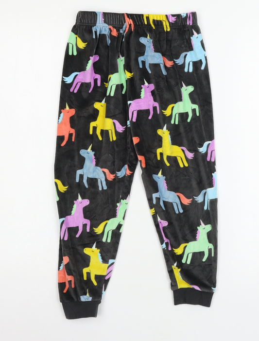 Marks and Spencer Boys Black Geometric Velour  Pyjama Pants Size 5 Years  - Unicorn