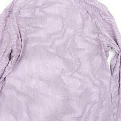 Tailor & cutter Mens Purple Striped   Dress Shirt Size 16