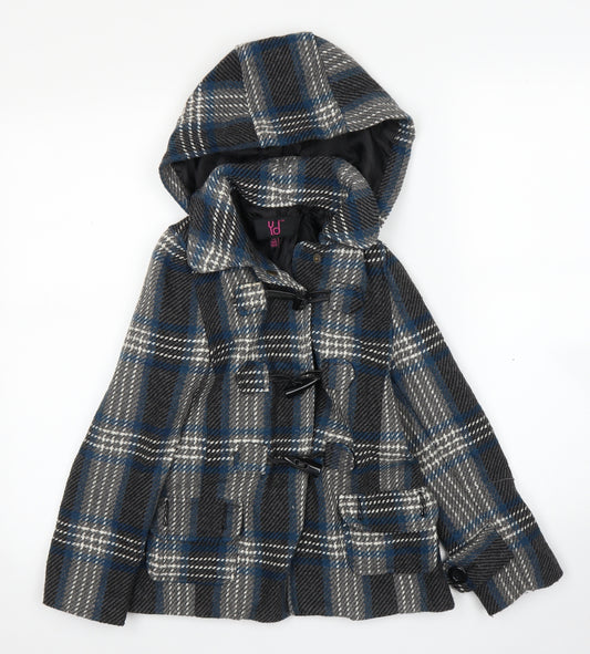 Young Dimension Girls Blue Plaid  Overcoat Coat Size 7 Years