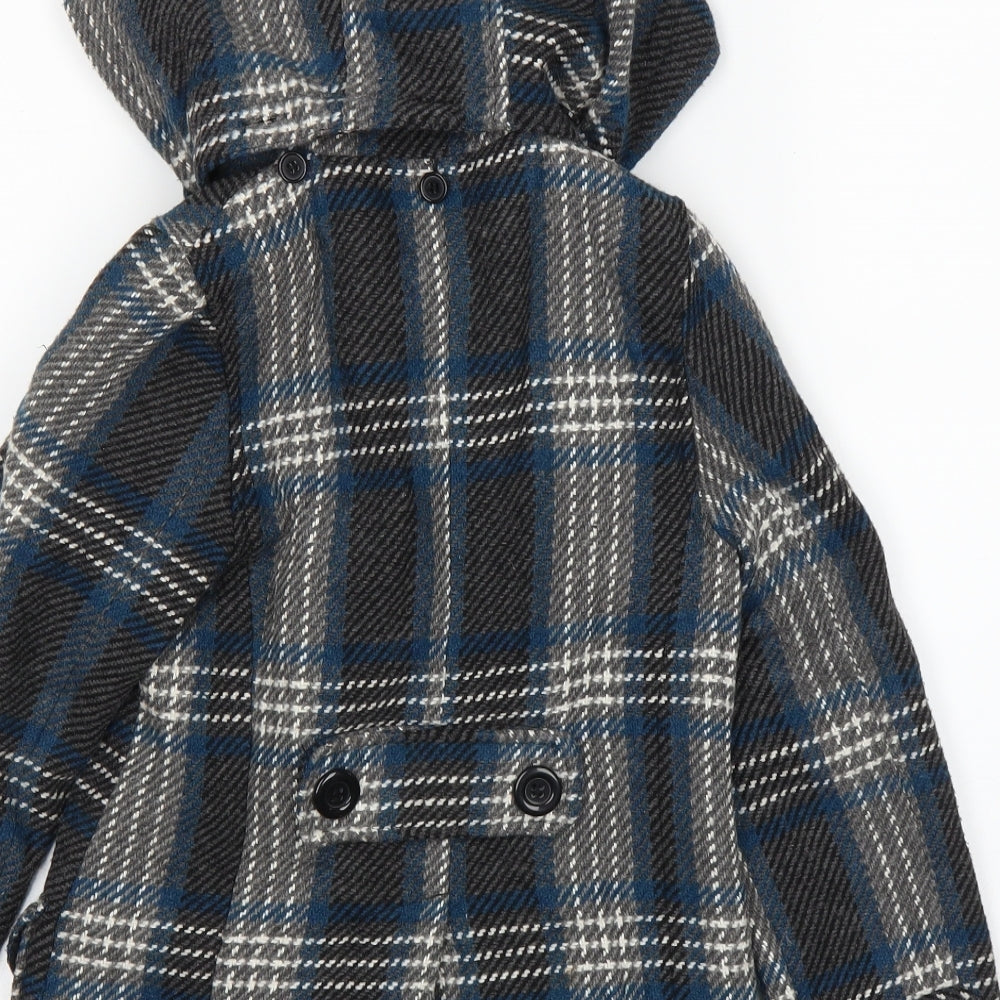 Young Dimension Girls Blue Plaid  Overcoat Coat Size 7 Years