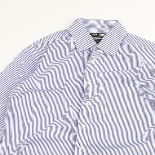 Kirkland Mens White Striped   Dress Shirt Size 15.5