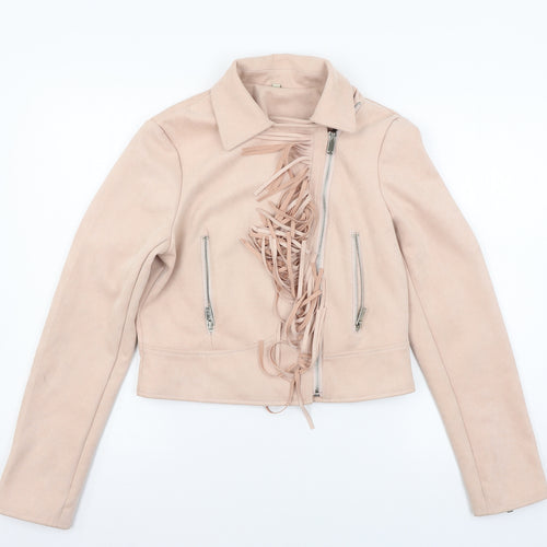 Preworn Girls Pink   Jacket Coat Size XL  - fringe detail