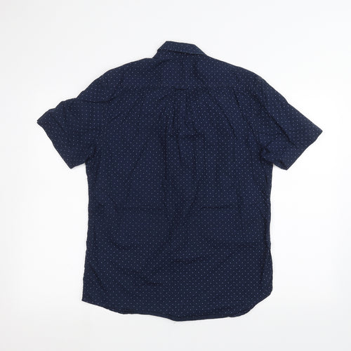 Burton Mens Blue Polka Dot   Dress Shirt Size M
