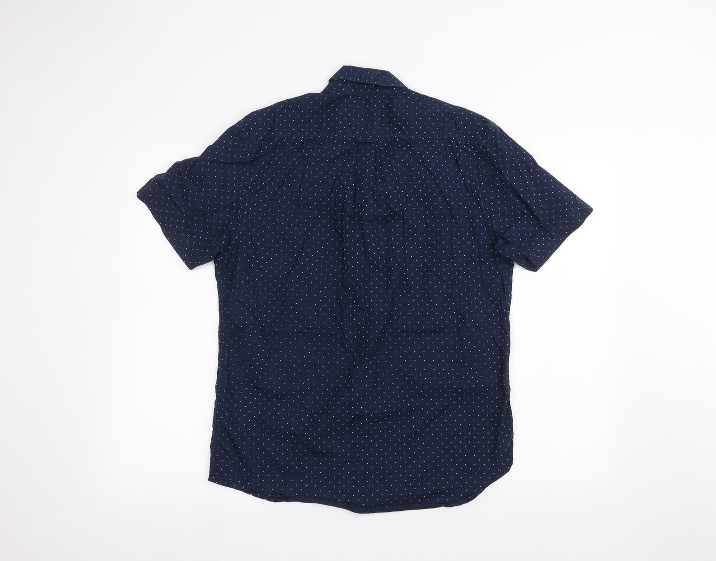 Burton Mens Blue Polka Dot   Dress Shirt Size M