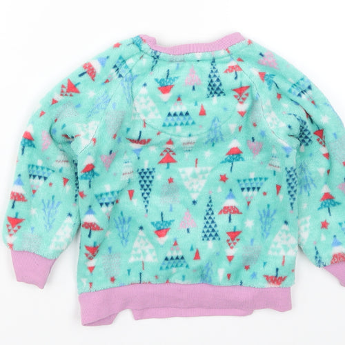 TU Girls Blue Solid  Top Pyjama Top Size 2-3 Years  - Christmas Trees