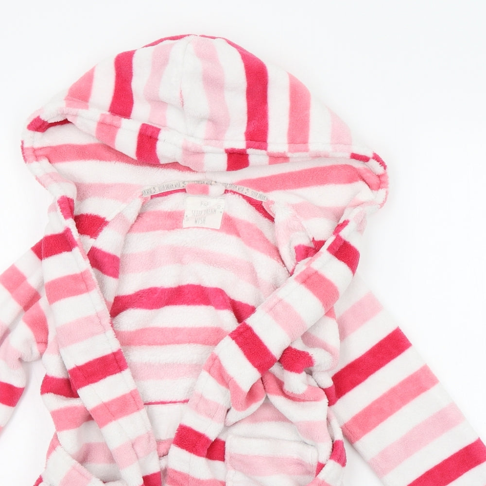 F&F Girls Pink Striped  Top Robe Size 7-8 Years