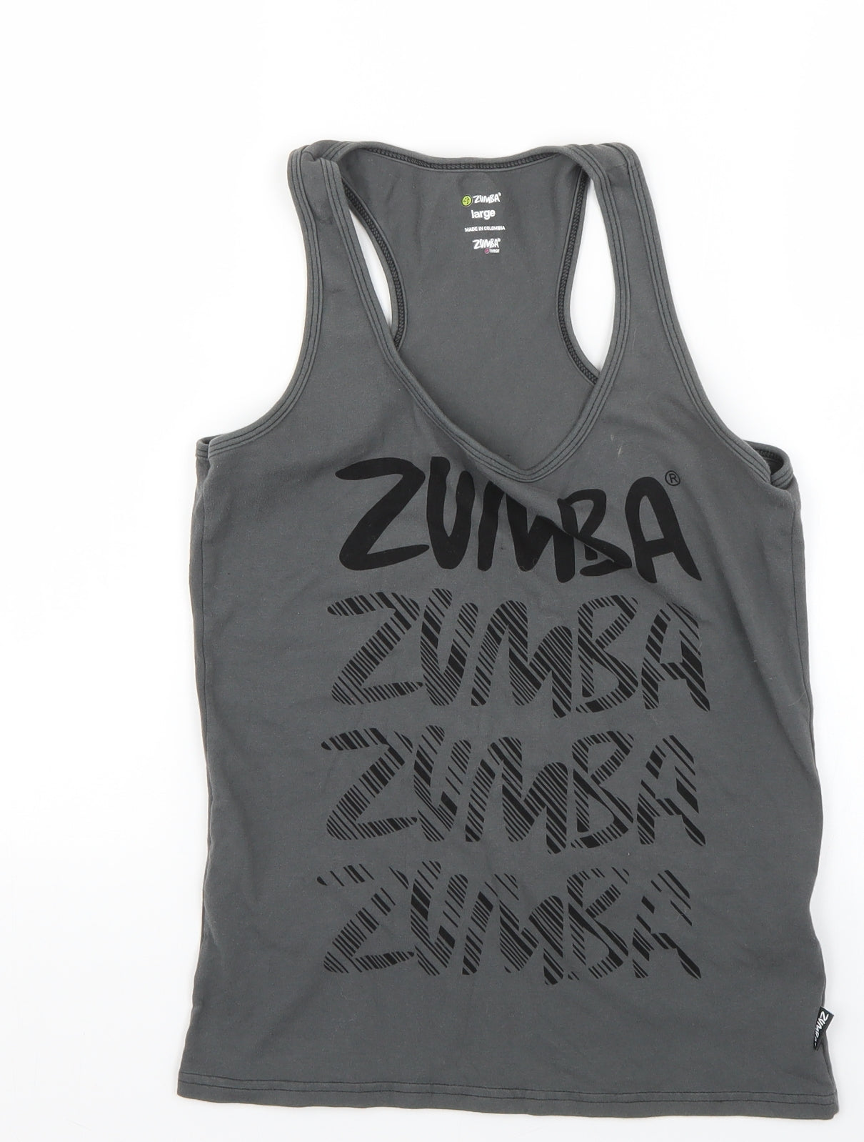 Zumba Womens Grey Geometric  Basic T-Shirt Size L