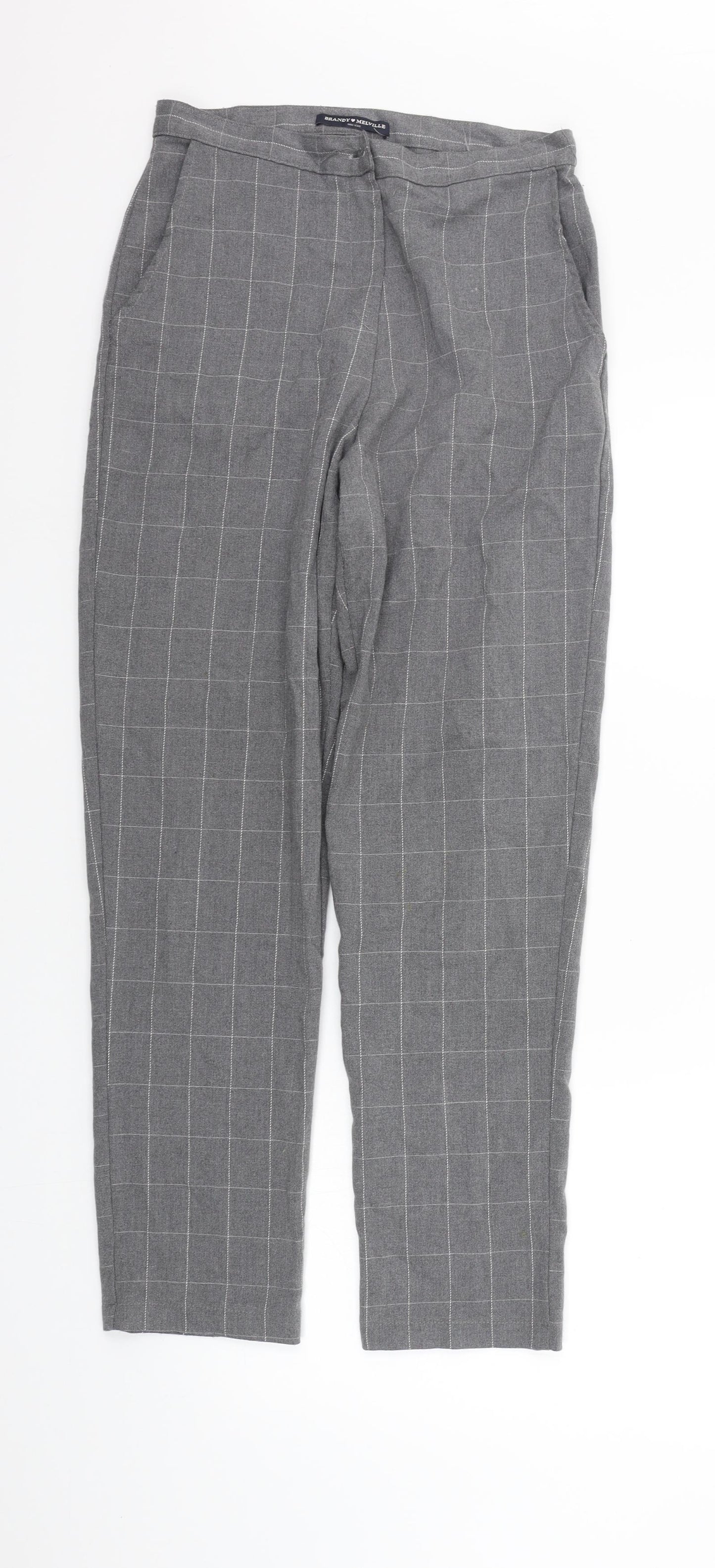 Brandy Melville Womens Grey Check  Trousers  One Size L26 in