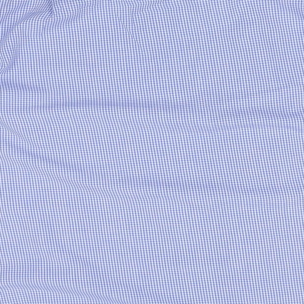 M&S Mens Blue Check   Dress Shirt Size 16