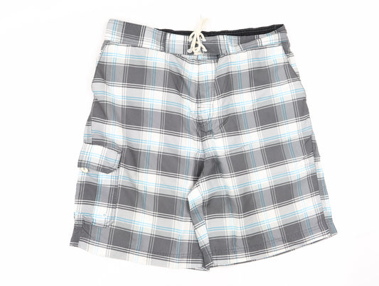 Asda George Mens Multicoloured Check  Sweat Shorts Size L - Stretch waistband/swim shorts