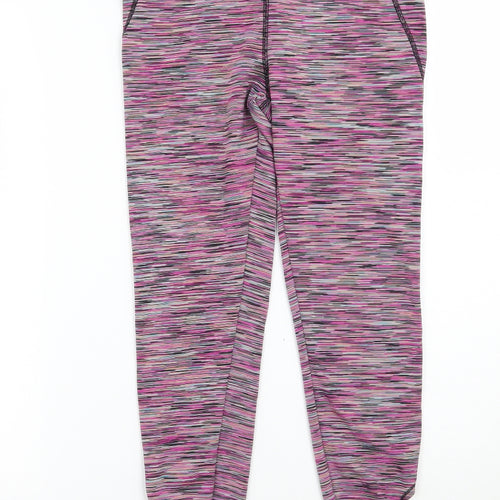 F&F Womens Pink Striped  Capri Leggings Size S L24 in