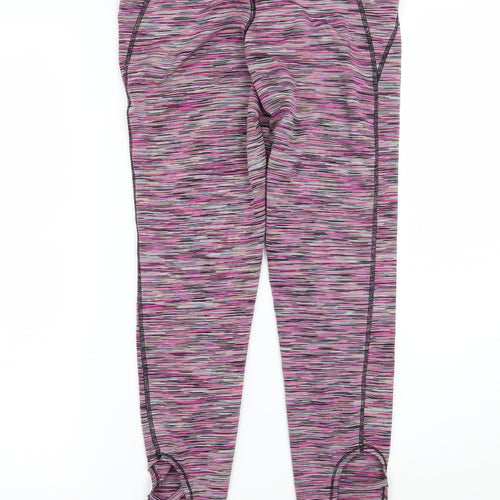 F&F Womens Pink Striped  Capri Leggings Size S L24 in