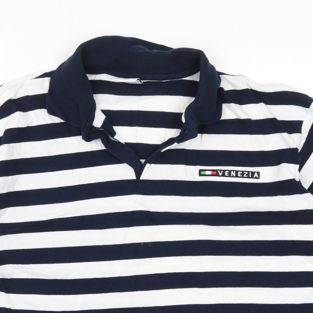 Venezia Mens Blue Striped   Polo Size 2XL