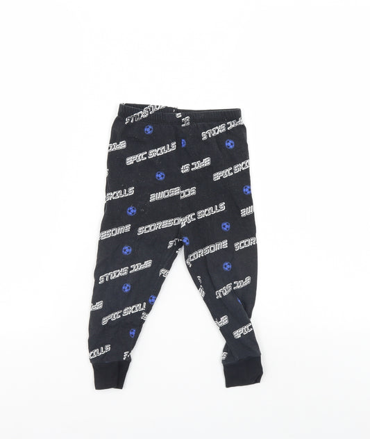 George Boys Black Solid   Pyjama Pants Size 2 Years  - Football