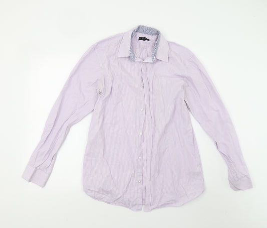 Taylor & Wright Mens Purple Striped   Dress Shirt Size 15