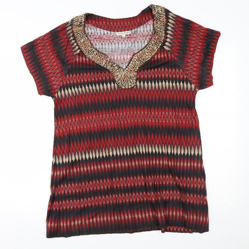 Tommy & Kate Womens Red Fair Isle  Basic Blouse Size 18