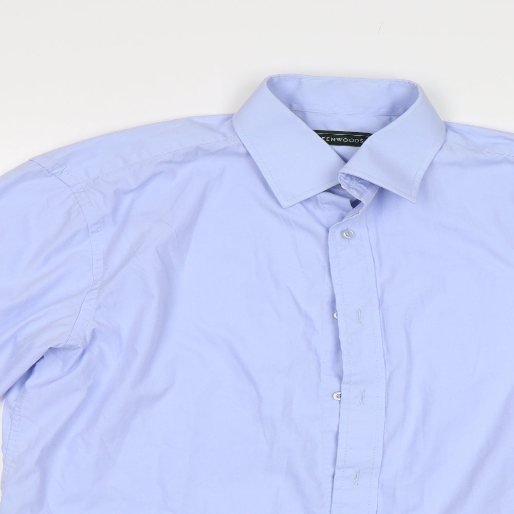 Greenwoods Mens Blue    Dress Shirt Size 15.5