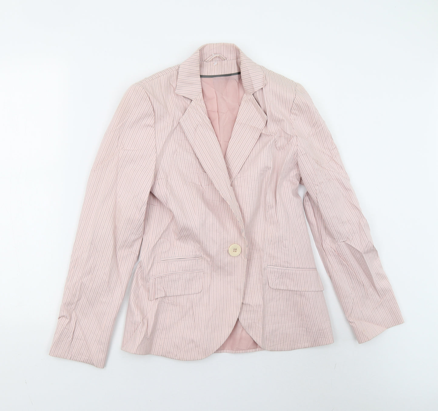 Bay Trading Womens Pink Striped  Jacket Suit Jacket Size S
