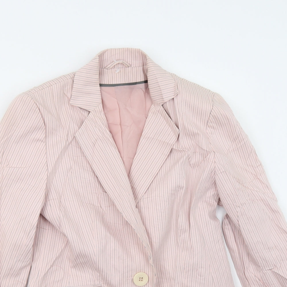 Bay Trading Womens Pink Striped  Jacket Suit Jacket Size S