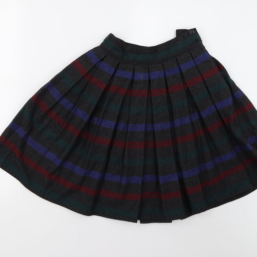 Perry Ellis Girls Multicoloured Striped Tweed Pleated Skirt Size 14 Years