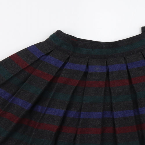 Perry Ellis Girls Multicoloured Striped Tweed Pleated Skirt Size 14 Years