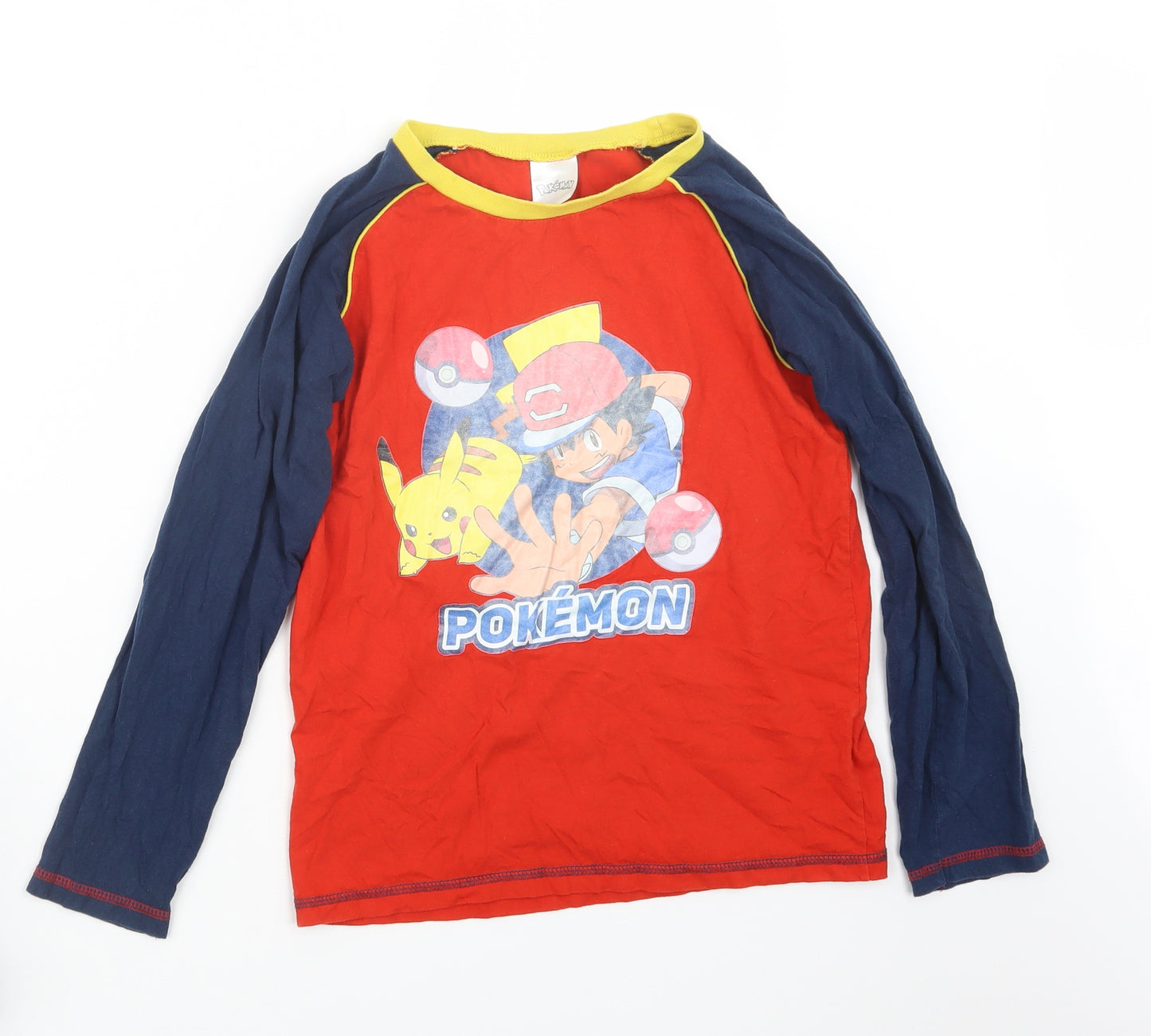 Preworn Boys Red Geometric   Pyjama Top Size 11-12 Years  - Pokemon