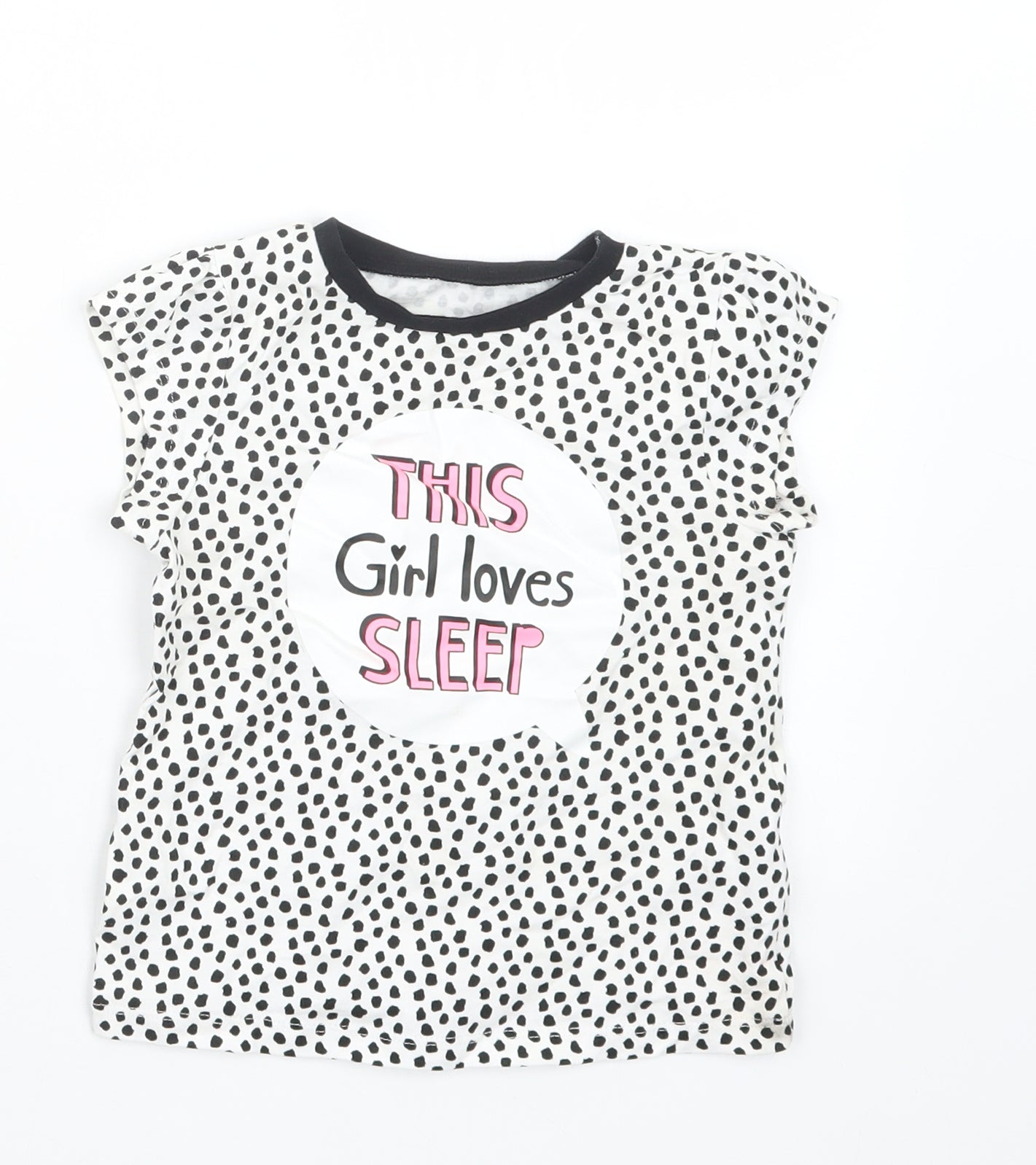 George Girls Black Animal Print  Top Pyjama Top Size 2-3 Years