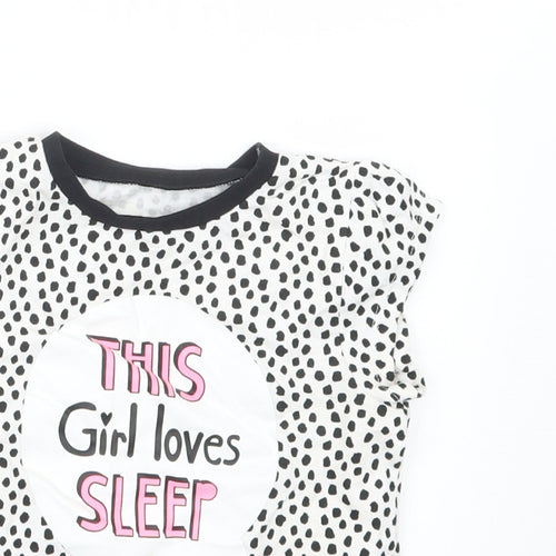 George Girls Black Animal Print  Top Pyjama Top Size 2-3 Years