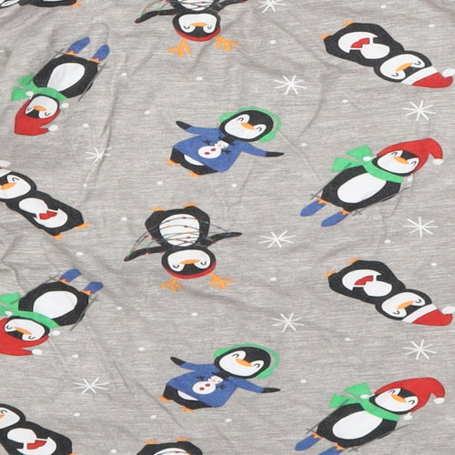 B&M Boys Grey Solid   Pyjama Top Size 7-8 Years  - Christmas Penguins