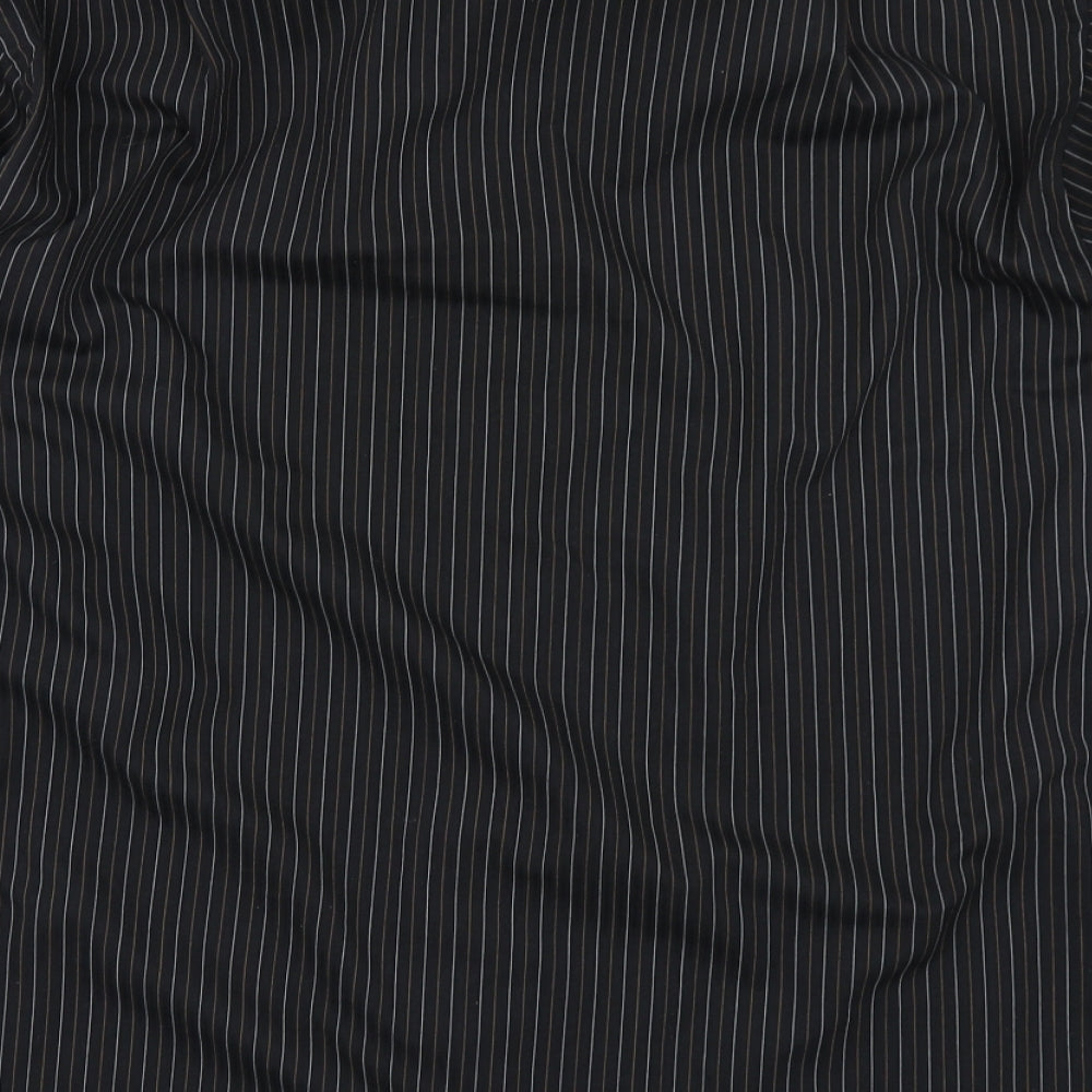 Jack Reid Mens Black Striped   Dress Shirt Size 16