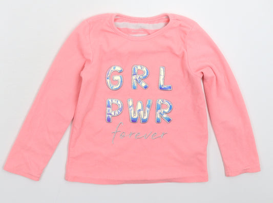Primark Girls Pink Solid Fleece Top Pyjama Top Size 6-7 Years