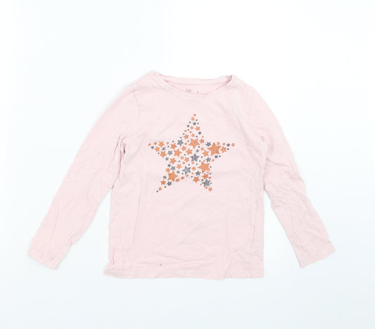 F&F Girls Pink Solid  Top Pyjama Top Size 6-7 Years  - star
