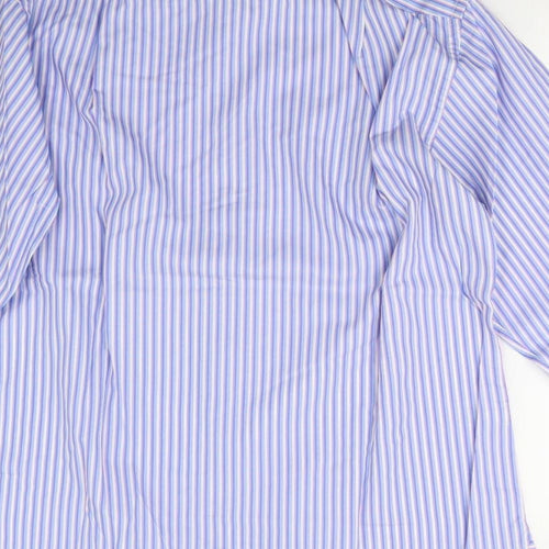 M&S Mens Blue Striped   Dress Shirt Size 15.5
