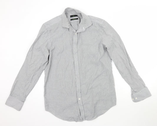 Jasper Conran Mens Grey Striped   Dress Shirt Size 15.5