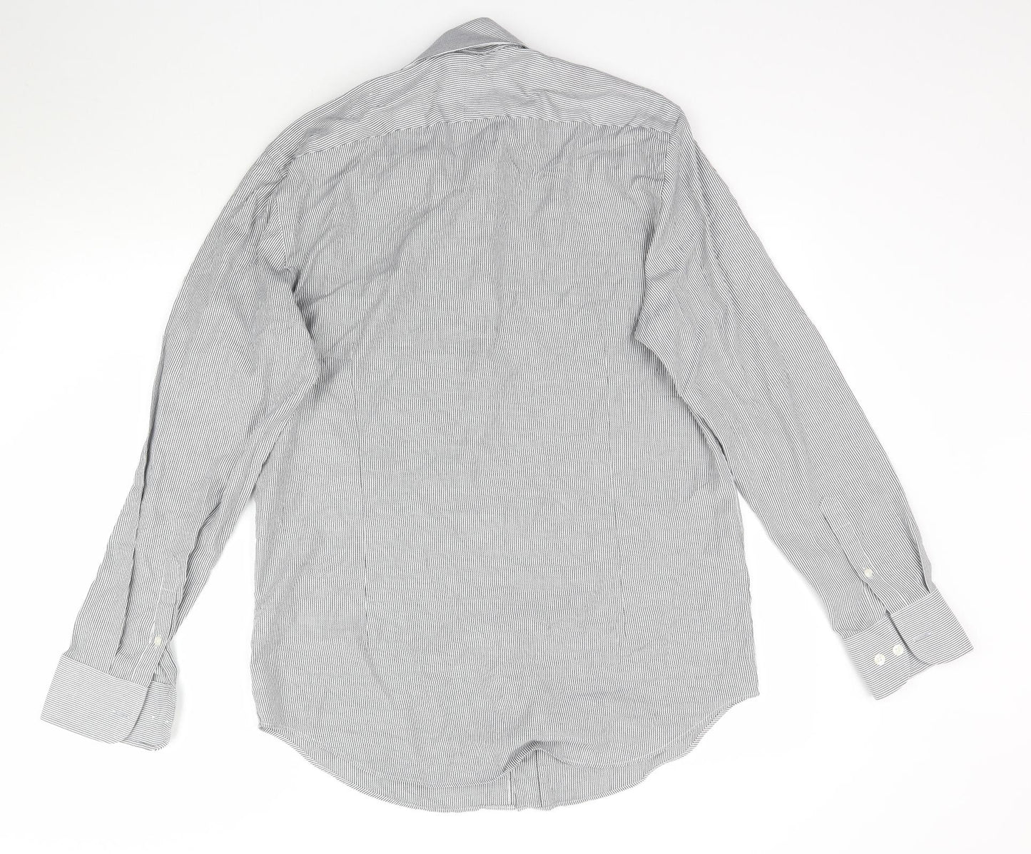 Jasper Conran Mens Grey Striped   Dress Shirt Size 15.5