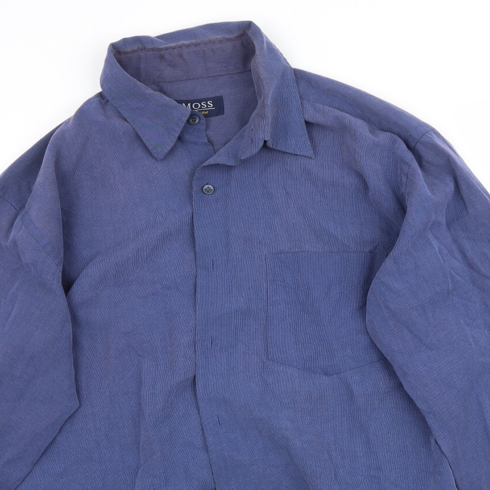 Moss Mens Blue    Dress Shirt Size L
