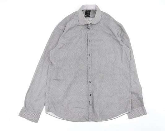 taylor and wright Mens Grey Geometric   Dress Shirt Size 16.5