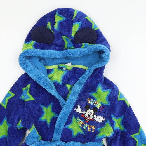 Disney Boys Blue Geometric Microfibre  Robe Size 3-4 Years  - Mickey Mouse
