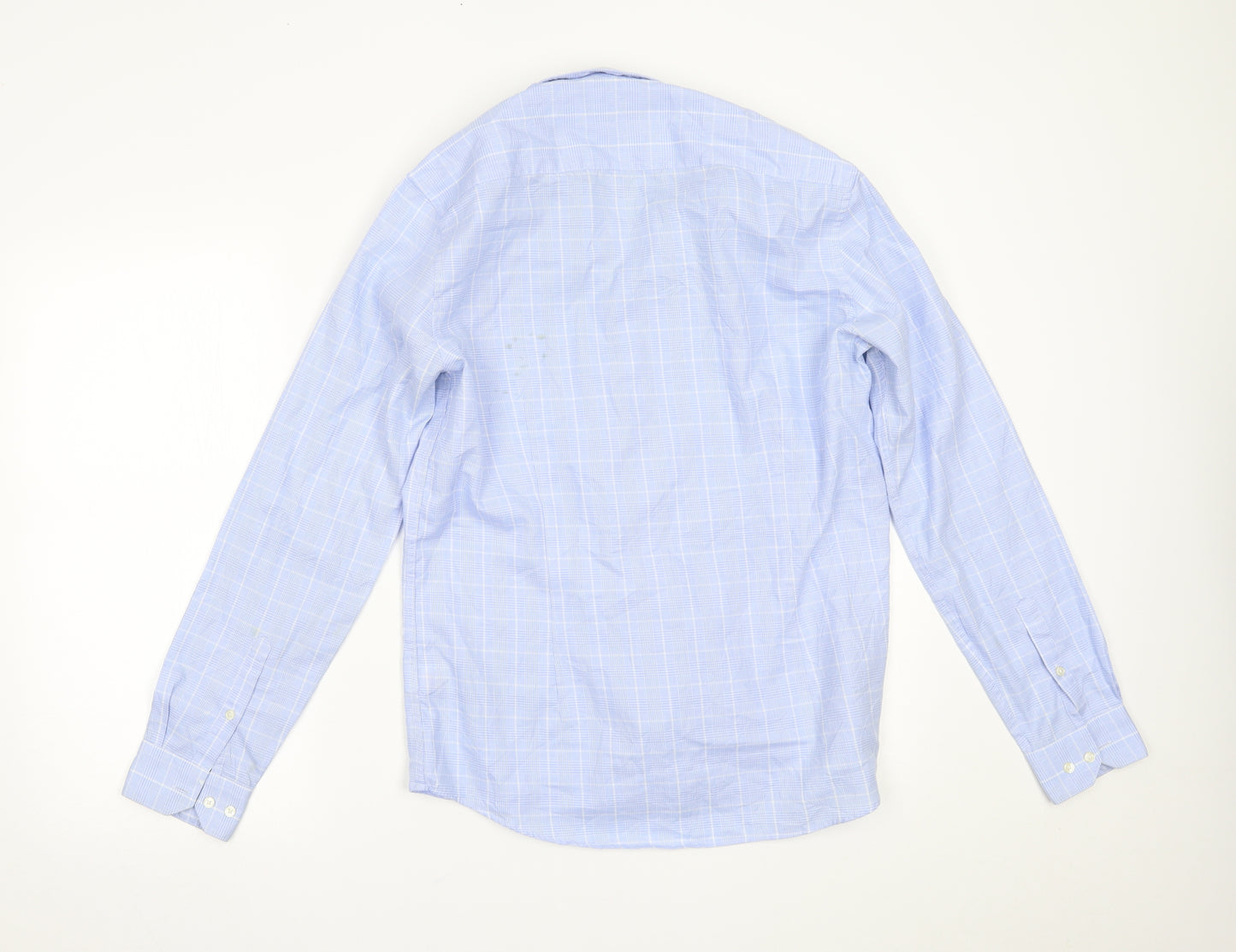 Burton Mens Blue Plaid   Dress Shirt Size 16