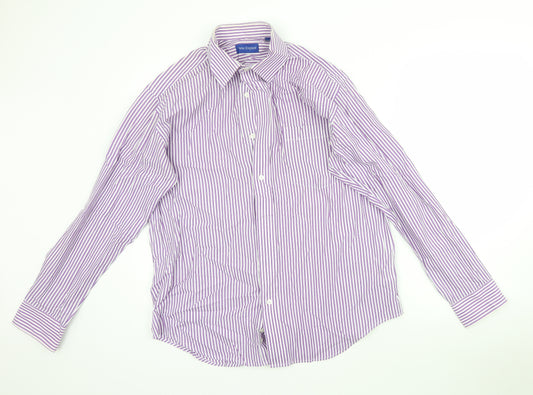 Peter England Mens Purple Striped   Dress Shirt Size 15